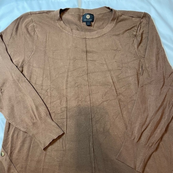 JM Collection size large brown crew neck sweater - Picture 2 of 6
